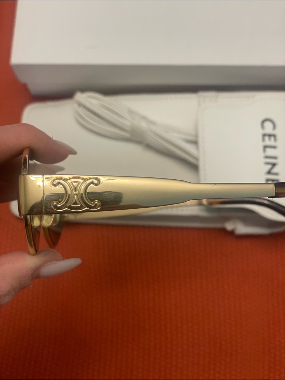 Celine Gold Metal Triomphe Logo Sunglasses
